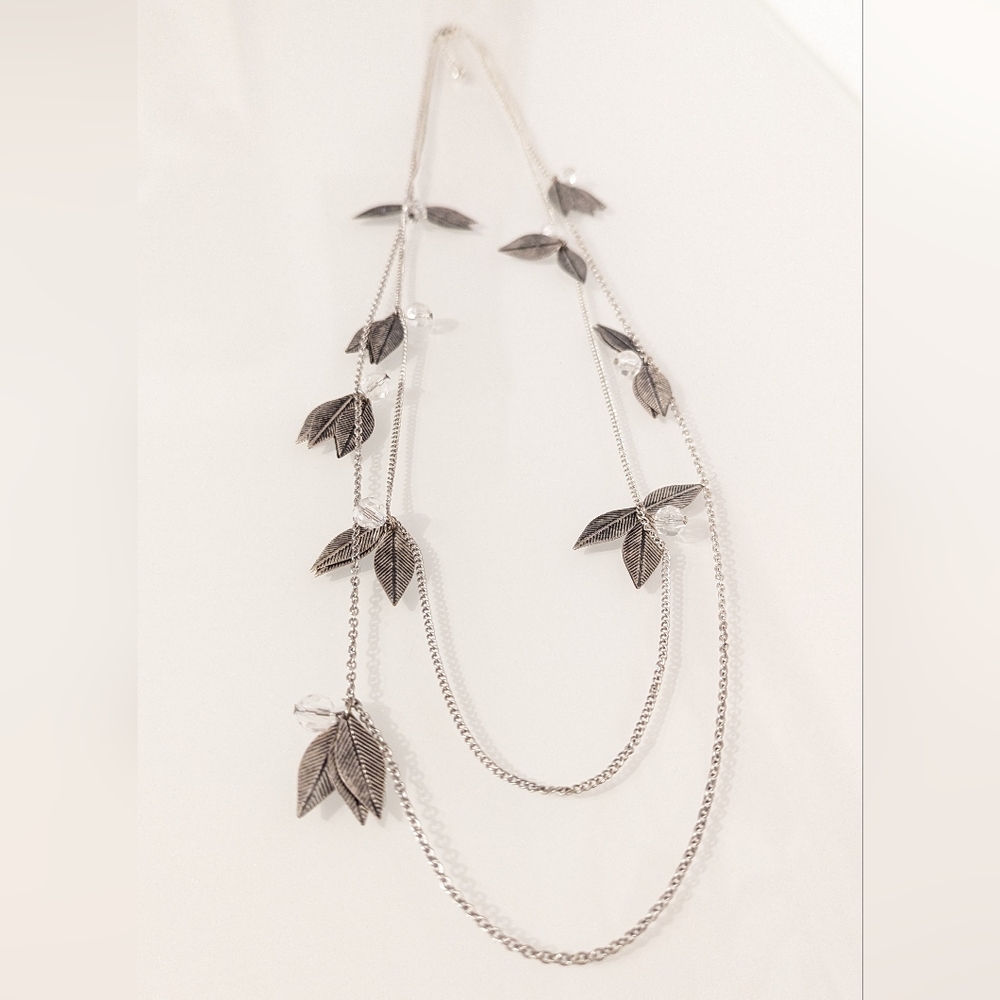 Silver Leaf cluster necklace